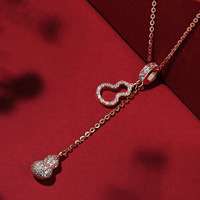 Collier ras du cou délicat porte-bonheur en argent sterling 925 avec zircon et pendentif gourde