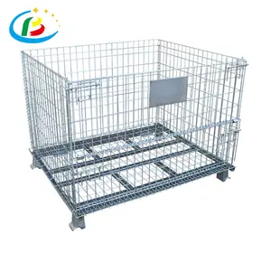 Galvanized Heavy Duty Storage Industrial Wire Rolling Basket Mesh Box Cage Racks Steel Crate