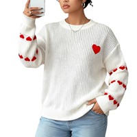 Pull d'hiver unisexe grande taille en fil acrylique style euro-américain 2026 avec broderie cœur, design décontracté