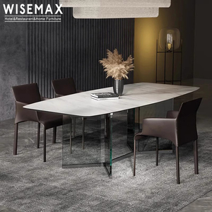 MUEBLES WISEMAX, muebles ligeros <span class=keywords><strong>de</strong></span> lujo para el hogar, juego <span class=keywords><strong>de</strong></span> mesa <span class=keywords><strong>de</strong></span> comedor <span class=keywords><strong>de</strong></span> <span class=keywords><strong>pizarra</strong></span> con Base <span class=keywords><strong>transparente</strong></span> <span class=keywords><strong>de</strong></span> Metal duradero, 8 sillas para comedor - Product Image 3