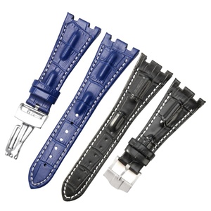 Negro Marrón Azul Rosa Oro Tang Hebilla Cierre de despliegue <span class=keywords><strong>Oak</strong></span> <span class=keywords><strong>Royal</strong></span> 28mm Correa de <span class=keywords><strong>reloj</strong></span> de cuero para correa de <span class=keywords><strong>reloj</strong></span> AP - Product Image 1