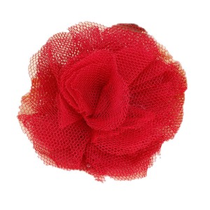 Flor de tela de gasa con pompones de 12 cm, hecha a mano, para accesorios de joyería y ropa DIY. - Product Image 5