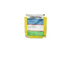 Mini-drapeau suspendu de l'Ouzbékistan avec ventouse et franges dorées 12x15cm – Décoration pour rétroviseur de voiture et fenêtre