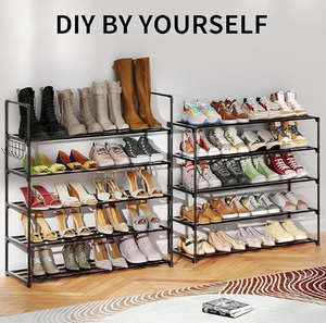 Metal Shoe Rack <strong>with</strong> 5 Tiers for 20-25 Pairs Storage Adjustable <strong>Entryway</strong> Bedroom Hallway <strong>Shelf</strong> Metal Bottom Support Shoe <strong>Hooks</strong> - Product Image 6