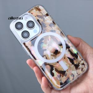 Funda de Teléfono de Nácar de Diseño, Funda de Teléfono Magnética Personalizada de TPU y PC Transparente para iPhone 16 15 14 13 12 Pro Max - Product Image 1