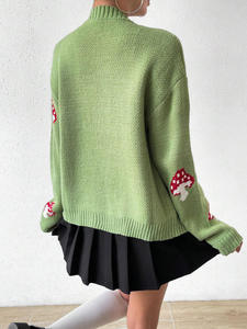 OEM ODM Custom <b>Women's</b> <b>Cardigan</b> Sweater <b>Long</b> Sleeve V Neck Button Down Knit Jacquard Knitwear Fall Preppy Clothes - Product Image 5