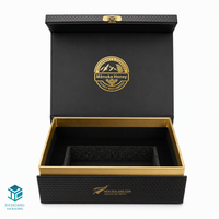 Boîte cadeau rigide magnétique haut de gamme personnalisée en gros avec estampage à chaud, finition noire, insert en EVA et logo personnalisé