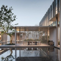 Gazebo en aluminium surélevé pour jardin de villa, abri extérieur moderne de luxe, design inspiré de la nature, résistant à la corrosion