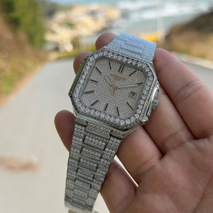 Montre personnalisée en moissanite pour hommes ultra-mince entièrement diamantée blingbling top designer même logo personnalisation - Product Image 3