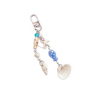 Colgante de concha de cerámica con forma de pez, cadena para teléfono móvil, llavero, estilo Ins, colgante para bolso con concha marina y estrella de mar, colgante para bolso hecho a mano con temática oceánica y cuentas