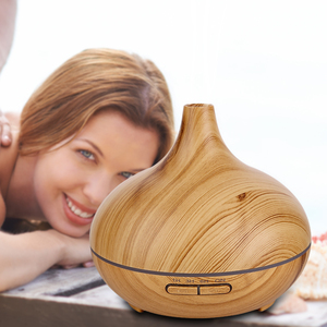 Nebulizador de escritorio con luz nocturna colorida LED de 400ml, Humidificador ultrasónico de aire frío, humidificador de agua de grano de madera para el hogar del Hotel - Product Image 6