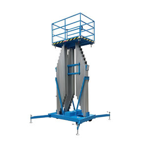 6-Meter pengangkat hidrolik kolom ganda, Platform kerja naik tinggi pengangkat gunting paduan aluminium baru dengan komponen Motor inti roda - Product Image 1