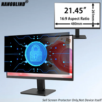 Filter Privasi yang Dapat Digunakan Kembali untuk Monitor Desktop 21,45 Inci 16:9 Anti Spy Anti Silau Pemblokir Cahaya Biru untuk Pekerjaan Kantor