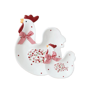 Assiette en céramique rouge à motif de dessin animé en forme de poulet, pour dessert, <span class=keywords><strong>petit</strong></span>-déjeuner, thé de l'après-midi, style moderne et simple, forme irrégulière, <span class=keywords><strong>Chine</strong></span> - Product Image 1