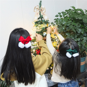 Natale Natale Babbo Natale Fiocco per Bambine Bambina Velluto Fiocco Fermini per Capelli Xmas Plaid Rosso Verde Capelli Accessori per Regalo - Product Image 3
