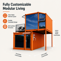 Maison préfabriquée moderne haut de gamme, mini-maison modulaire en conteneur, espace de vie sur deux niveaux, studio portable pour jardin