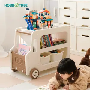 Hobi ağacı çocuklar için oyuncak araba tema depolama dolabı plastik mobilya oyuncaklar depolama kitaplık