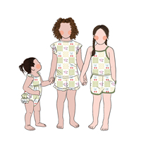 Groothandel Eenvoudige Bedrukte Schattige Zomer 2 Stuks Ruches Mouwen Shorts Set Meisjes Loungewear Kleding Set Voor Kinderen