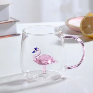 Lavavajillas de vidrio de borosilicato alto utiliza taza de vidrio de animal 3D con asa taza de bebida de jugo - Product Image 2