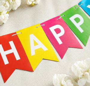 Petites décorations de fête en papier écologiques ajustables à suspendre, motif vague Joyeux Anniversaire, dorées - Product Image 3