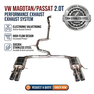 ท่อไอเสียแคทแบ็กสแตนเลส 304 ขัดเงาแบบกระจก ยี่ห้อ Vortex สำหรับรถยนต์ VW Magotan Passat 2.0T ปลายท่อโครเมียมสี่ชิ้น ประสิทธิภาพสูง ผลิตด้วยเทคนิค TIG - Product Image 1