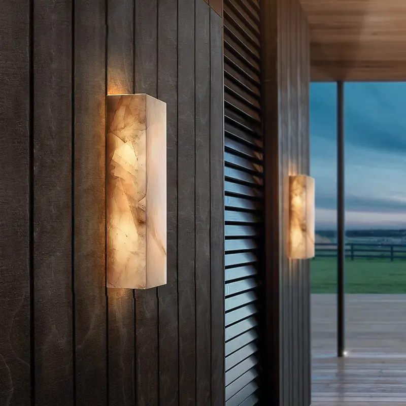 현대 간단한 새로운 중국 안마당 방수 빛 호화스러운 외부 벽 램프 별장 옥외 벽 램프 대리석 램프