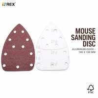 REX Lembaran Amplas Mouse Hook & Loop Aluminium Oksida 140x100mm Grit 60 # -2000 #   FSC untuk Pengelasan Logam & Pembersihan Sambungan
