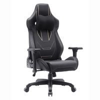 Chaise de jeu robuste de luxe de grande taille à mousse à mémoire de forme cadre en acier pivotant noir 4d accoudoir