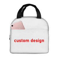 Sac isotherme pour le déjeuner, sac à lunch portable personnalisé de petite taille, entièrement imprimé, en polyester durable avec doublure en aluminium