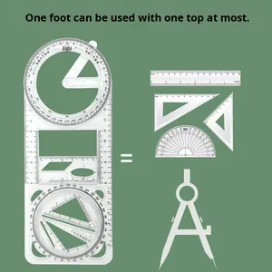 Regla de Geometría Multifuncional de Plástico de 20 cm para Dibujo, Marca HAIJU, para Escuelas Primarias, Secundarias, Preparatorias y de Bachillerato - Product Image 1