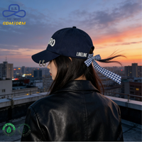 Casquettes de baseball personnalisées de qualité supérieure, petites séries, avec broderie sur mesure et nœud papillon métallique pour marque de créateur OEM