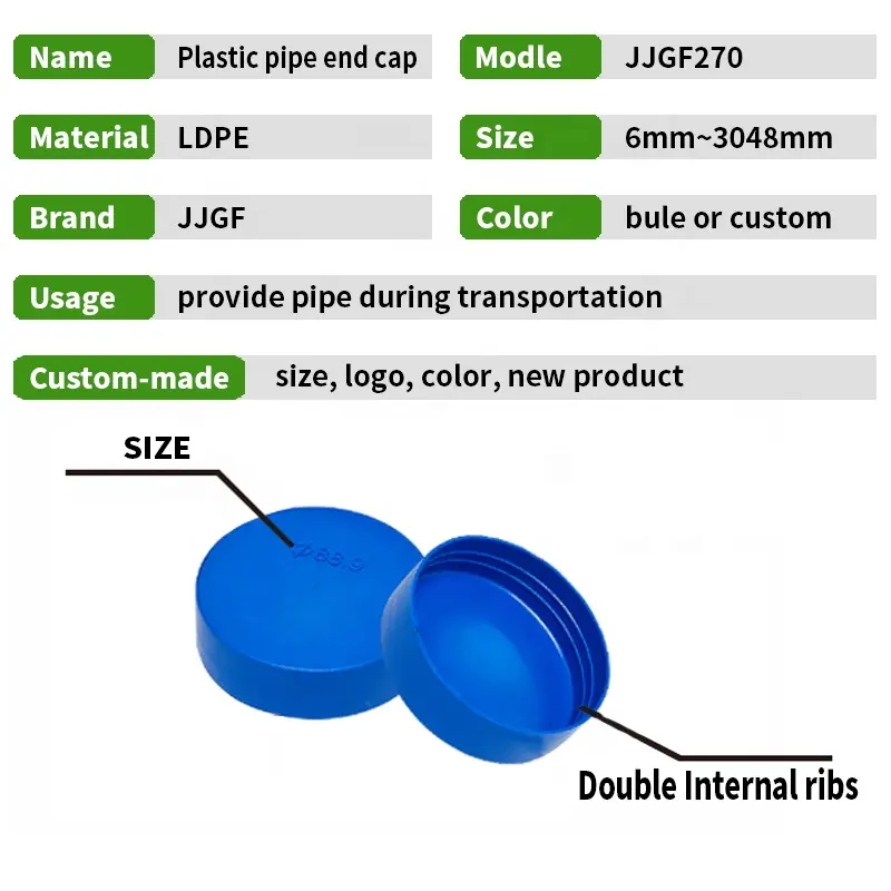 6mm ~ 36 인치 LDPE 둥근 플라스틱 관 관 덮개 끝 보호 모자