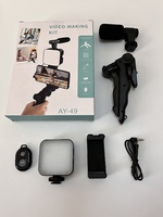 Microphone de caméra avec lumière LED et trépied, pour vlog, streaming vidéo, podcast, équipement de microphone pour téléphone