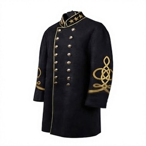 Men's Embroidered Frock <b>Coat</b> Double Breasted Wool Overcoat Custom Logo Historical Uniform Outerwear - Product Image 3
