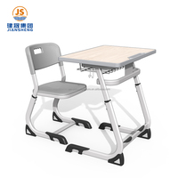 Ensemble bureau et chaise pour élèves du primaire et du secondaire, base en métal robuste ergonomique réglable en hauteur, en plastique PP K12