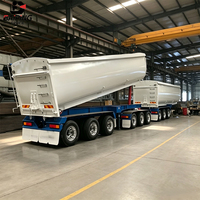 Trailer Semi Baja Tipper Belakang Ganda Standar ADR Australia 3+3 As Roda untuk Transportasi Bijih Pasir 80 T