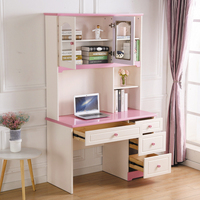 Table d'ordinateur portable rose de style européen pour enfants, avec porte vitrée, étagère et tiroirs de rangement – Vente en gros