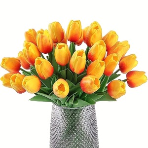 Tulipes artificielles de haute qualité, aspect réaliste, avec feuilles vertes, pour mariage, fête, décoration intérieure - Product Image 5