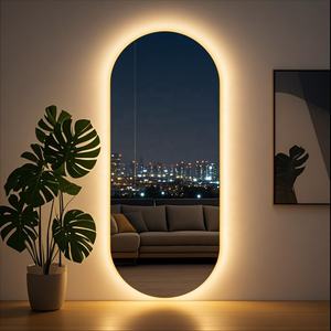Miroir complet à LED Miroir de grande taille ovale rétroéclairé intelligent avec lumière LED Décoration intérieure murale Luminosité moderne réglable - Product Image 2