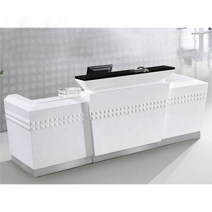 Escritorio de recepción de melamina blanca moderna Sinonis, muebles de oficina de nuevo diseño para salón o edificio, OEM con material de panel de madera - Product Image 3