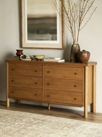 Commode à 6 tiroirs en bois massif de style naturel américain, commode de chambre à coucher, table de chevet