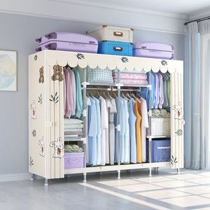 Penderie Simple en Tissu avec Fermeture Éclair, Structure en Acier, Meuble de Chambre Moderne, 1 Set, Armoire Pliable pour Vêtements - Product Image 6