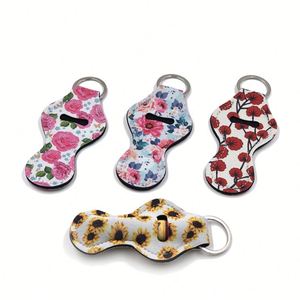 Llavero de neopreno personalizado con estuche para bálsamo labial, funda para lápiz labial, llavero, cubierta para brillo labial, venta al por mayor, regalo - Product Image 1