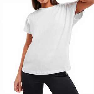T-shirts décontractés pour femmes, style tendance, écologiques, 100% coton, col en V, pour l'été - Product Image 1
