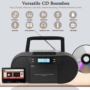 Boombox portable personnalisé avec lecteur <span class=keywords><strong>CD</strong></span>, enregistreur <span class=keywords><strong>cassette</strong></span>, télécommande, <span class=keywords><strong>radio</strong></span> FM, lecteur audio BT - Product Image 4