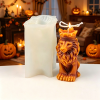 Moule en silicone pour bougies Halloween : démon, crâne, hibou 3D, lion, sorcier – Moule en plâtre pour bricolage, savon, résine, décoration intérieure