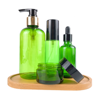 Pot en verre givré pour crème, gel de beauté vert, huile essentielle, flacon en verre, ensemble de soins corporels
