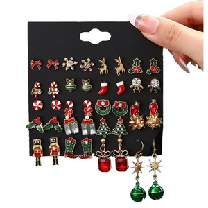 Ornements de Noël transfrontaliers - Ensemble de 20 paires/40 pièces de boucles d'oreilles de Noël brillantes en forme de flocon de neige pour sapin de Noël - Product Image 5
