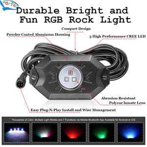 RGB Rock Light Kit 4 Pods IP68 App Sync Remote Control LED Light Kit pour voiture UTV ATV Road Truck Wrangler Uttermost Commodité - Product Image 2
