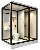 Salle de bain préfabriquée tout-en-un, salle de douche modulaire complète avec toilettes et lavabo pour hôtel et appartement